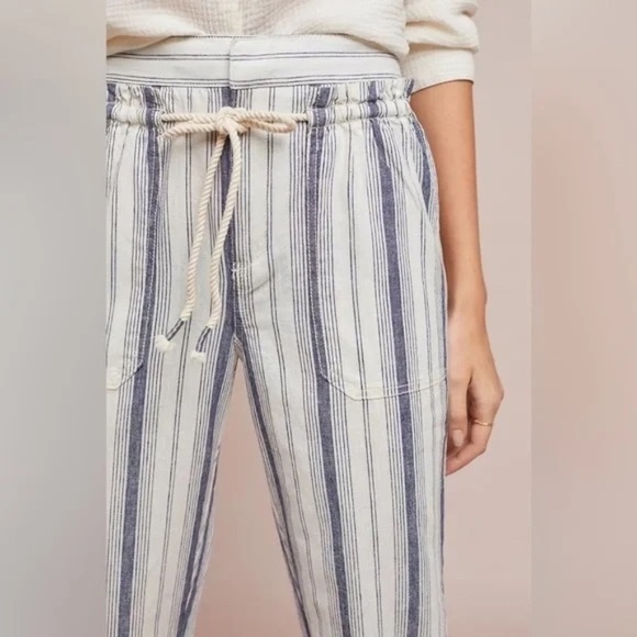 Anthropologie Seashore Striped Linen Blend Tapered Pants 31960 - Picture 4 of 16